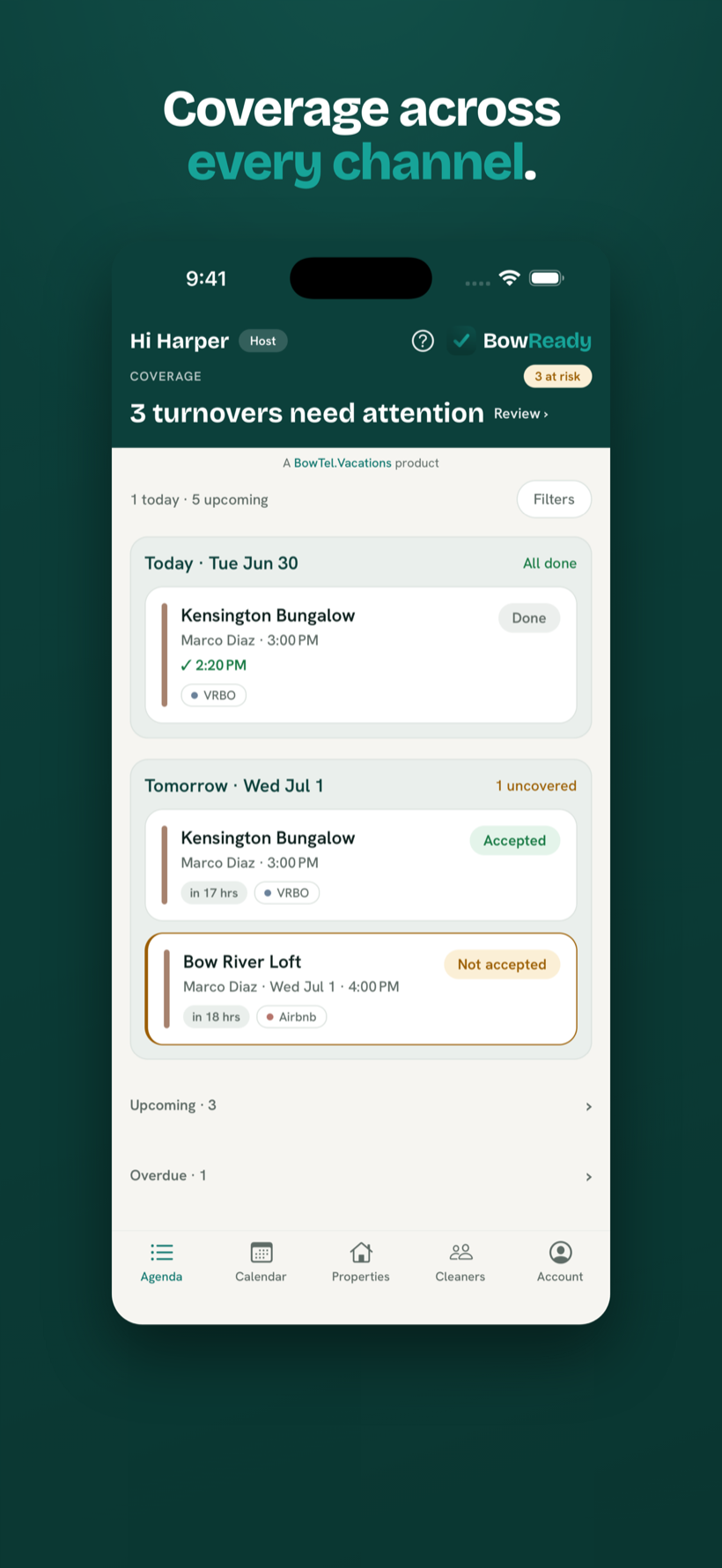 BowReady host view — coverage across every channel