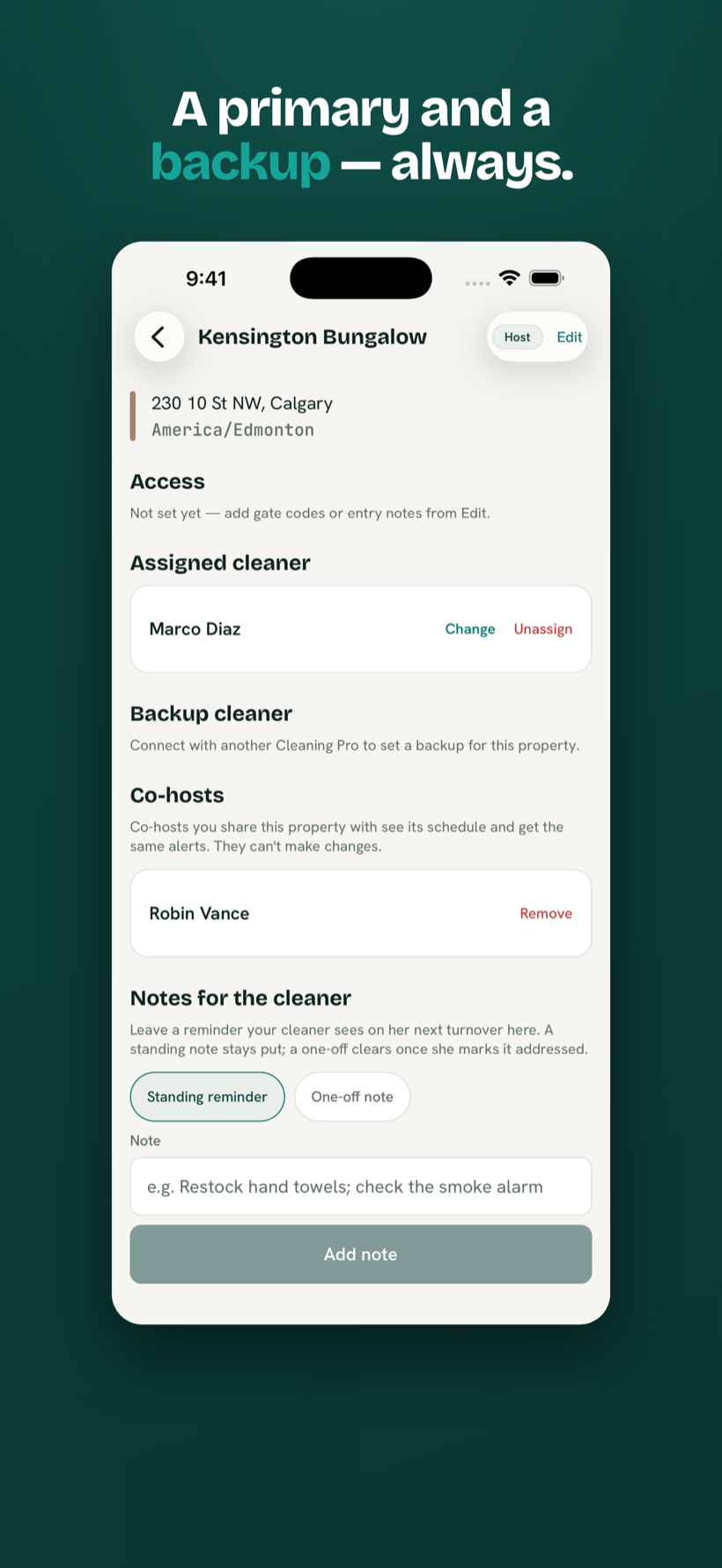 A primary and a backup — property setup