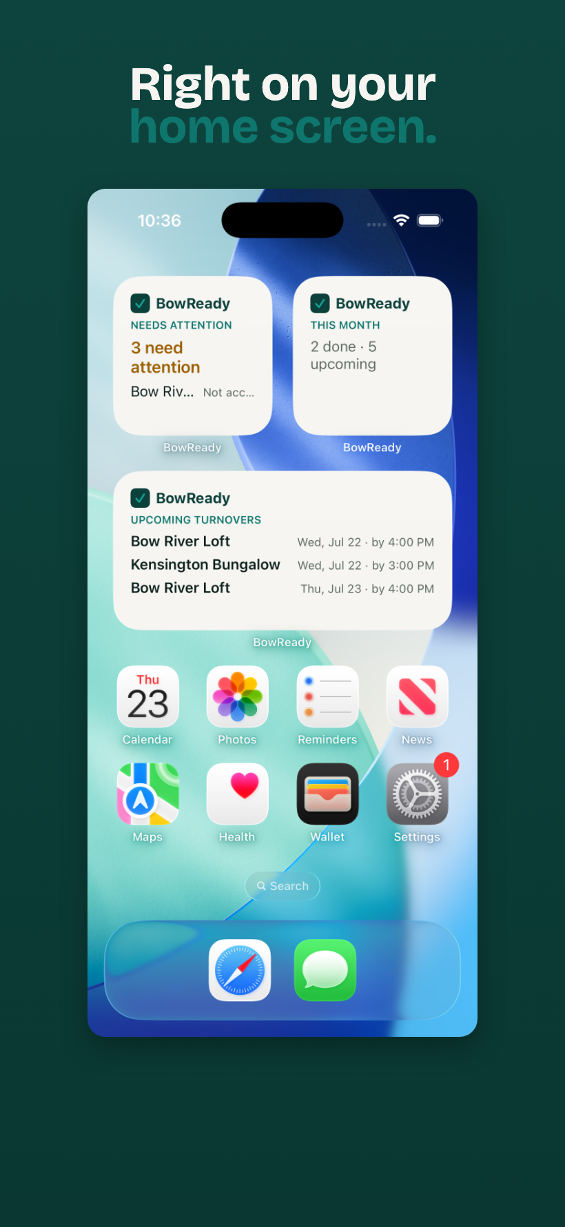 Your next turnover on your home screen, the BowReady widget
